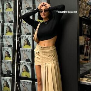 ZARA Asymmetrical High-Waisted Pleated Skirt NWT